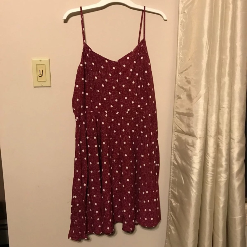 NWT maroon and white polka dotted dress XL
